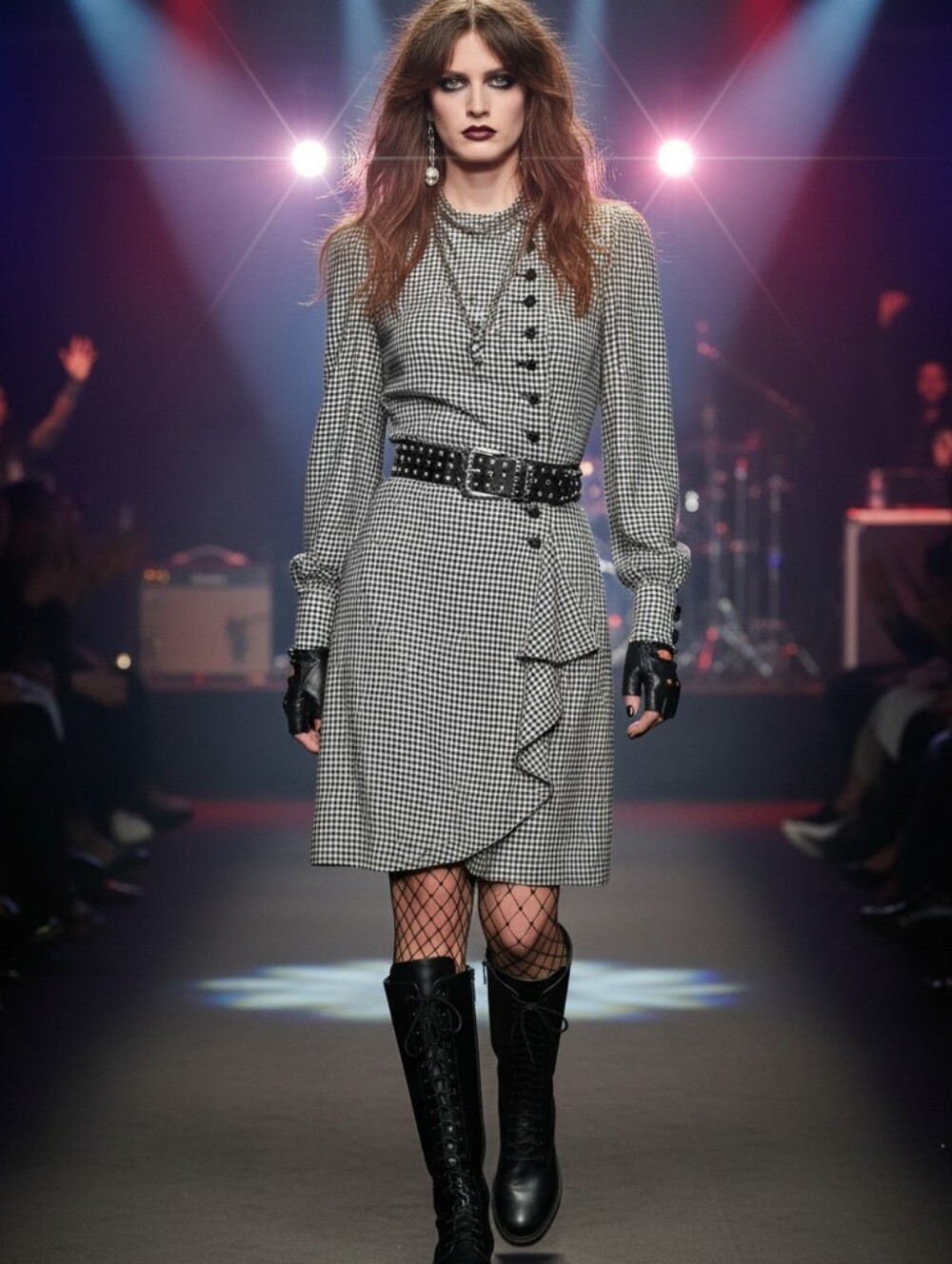 Emanuel Ungaro Parallele Houndstooth Button Front Dress Size 4 Vintage Luxury - Picture 12 of 17